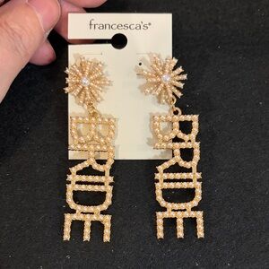 Francesca's Collections Gold Pearl Bride Earrings